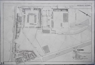 853516 Plattegrond van een deel van de stad Utrecht (het gebied tussen de Leidsche Rijn/ Croeselaan/ Veemarkthaven en ...